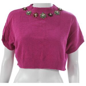Max & Co Womens Pullover Sweater Pink Cotton Mock Neck Sleeveless Size S